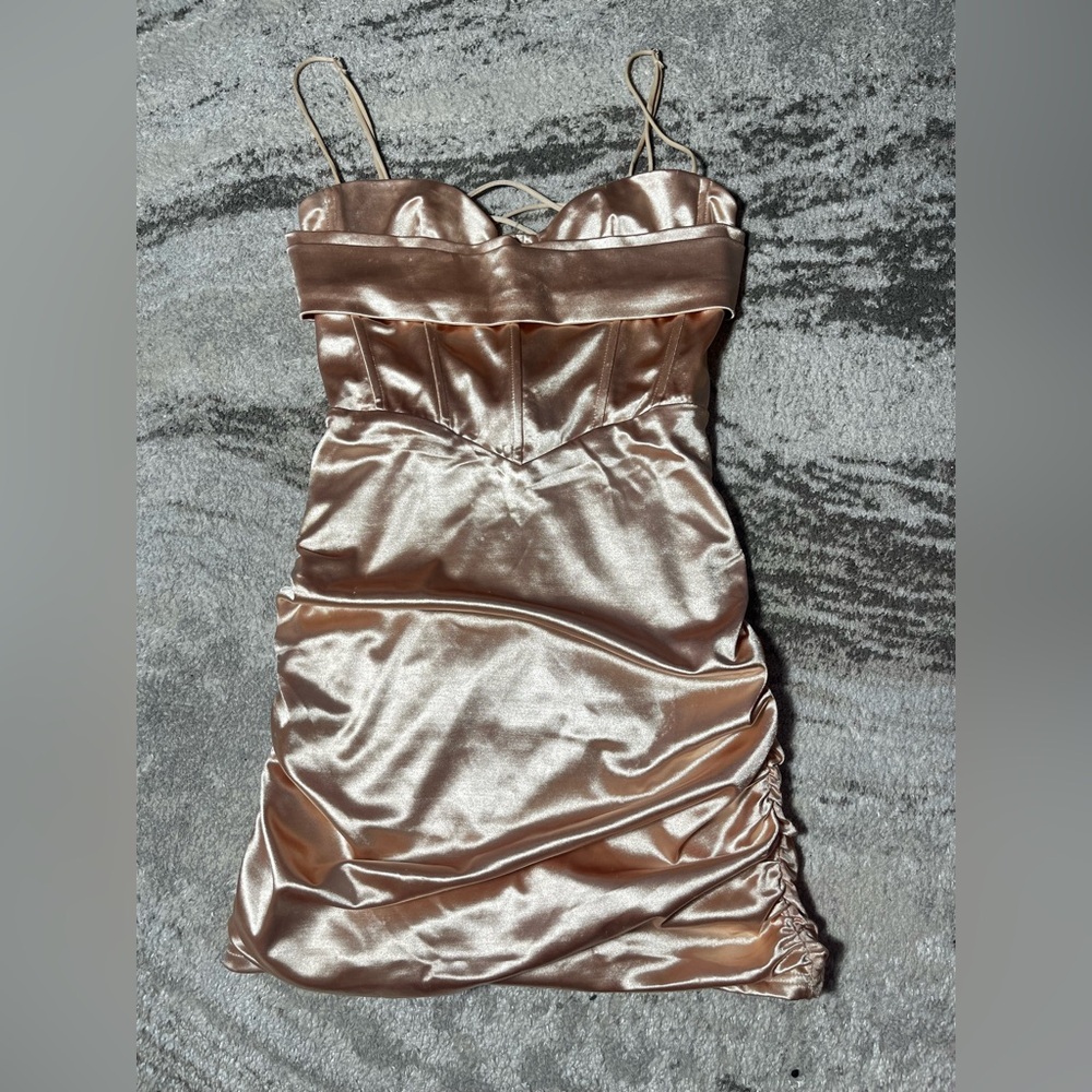 Elegant Satin Dress in Champagne